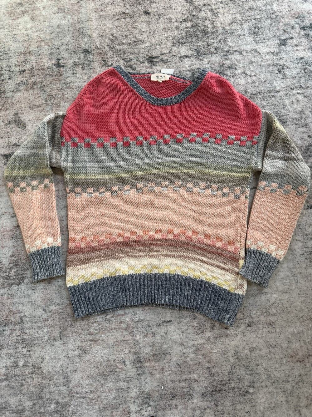 NN07 No Nationality Cotton Dora Sweater Sz XS Chunky Colorful Aztec Festival
